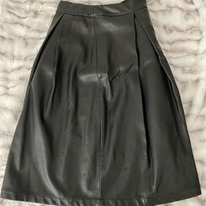 Faux Leather Pleated Skirt